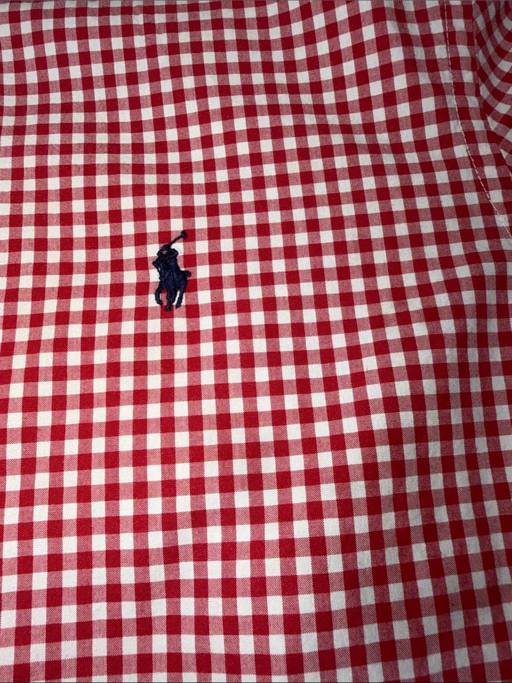 Ralph Lauren Red & White Gingham Short-Sleeve Button-Down Shirt